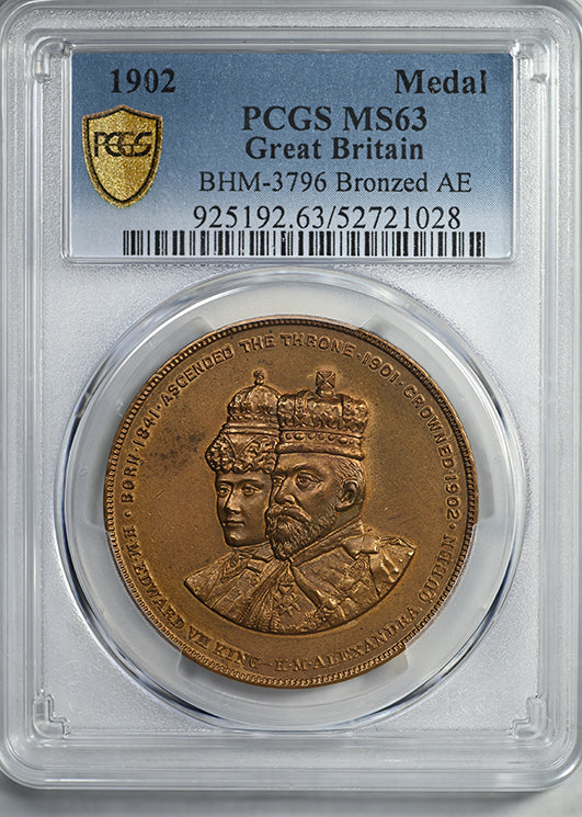 1902 Great Britain Medal PCGS MS63 BHM-3796 Bronzed AE