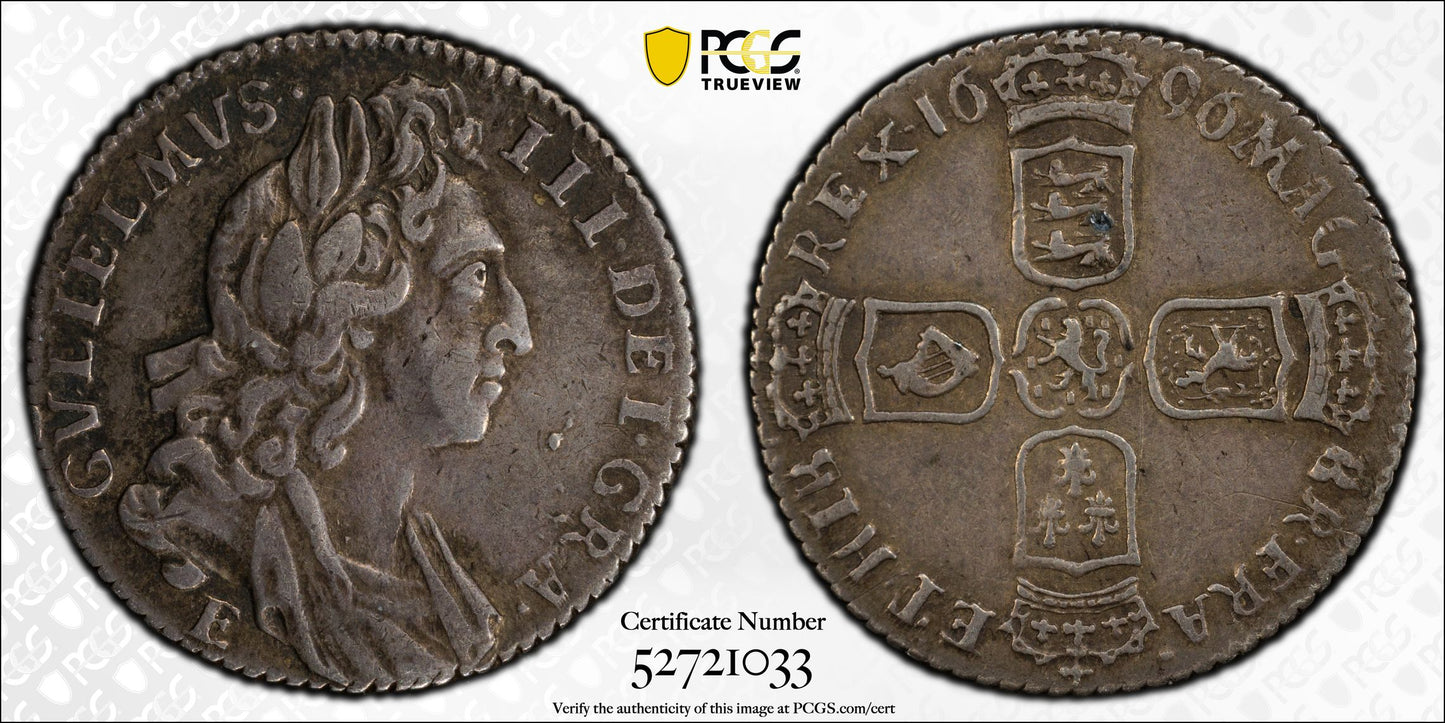 1696-E Great Britain 6D Pence Sixpence PCGS XF40 S-3523 1st Bust