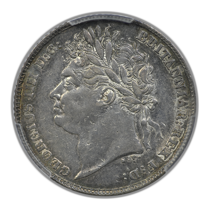 1825 Great Britain 6D Pence Sixpence PCGS AU50 S-3814 Laur Head