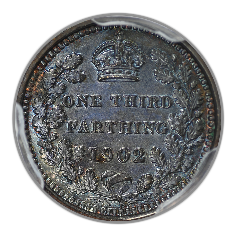 1902 Great Britain 1/3 Farthing PCGS AU55 S-3993 - TONED!