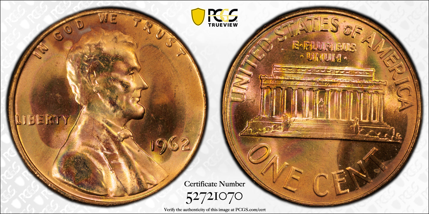 1962 Lincoln Memorial Cent 1C PCGS MS65RD - TONED!
