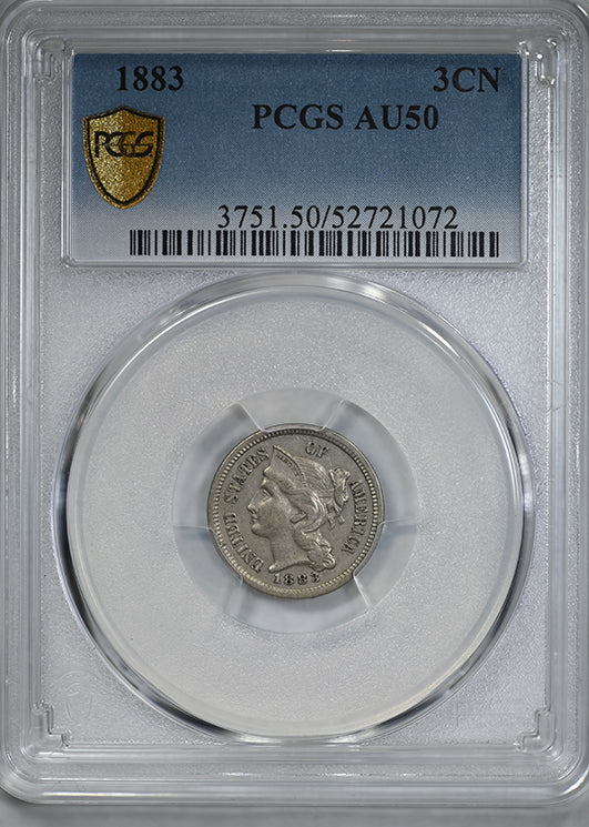 1883 Three Cent Nickel Piece 3CN PCGS AU50