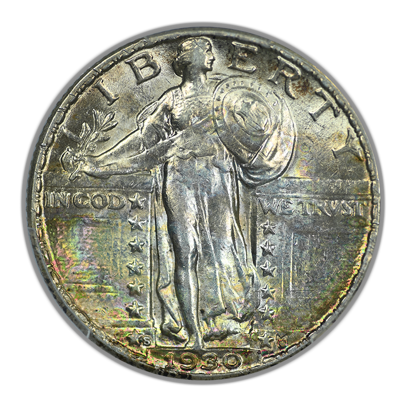 1930-S Standing Liberty Quarter 25C PCGS AU58 - TONED!