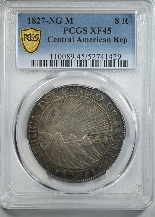 1827-NG M Central American Republic 8R Reales PCGS XF45