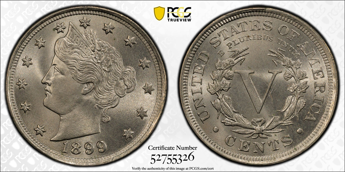 1899 Liberty V-Nickel 5C PCGS MS65+
