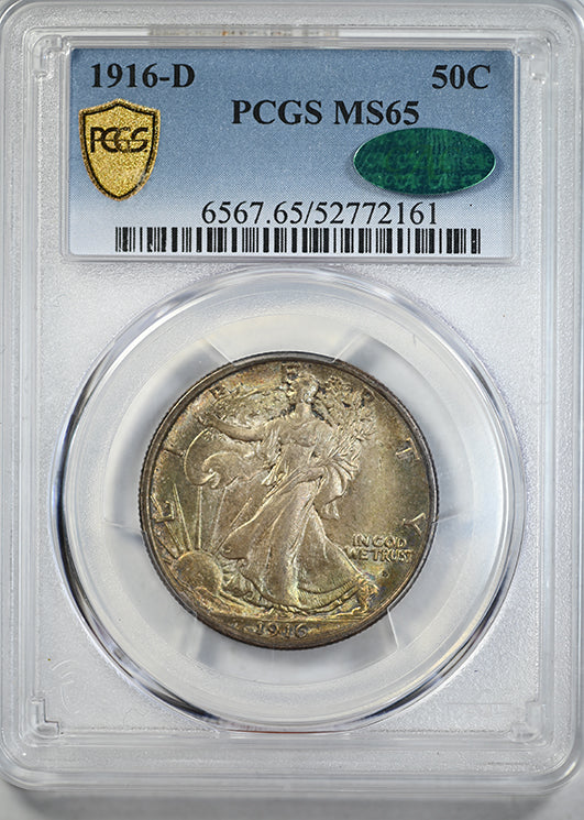 1916-D Walking Liberty Half Dollar 50C PCGS MS65 CAC