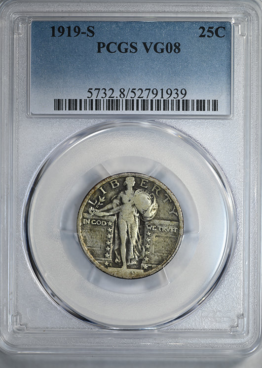 1919-S Standing Liberty Quarter 25C PCGS VG08
