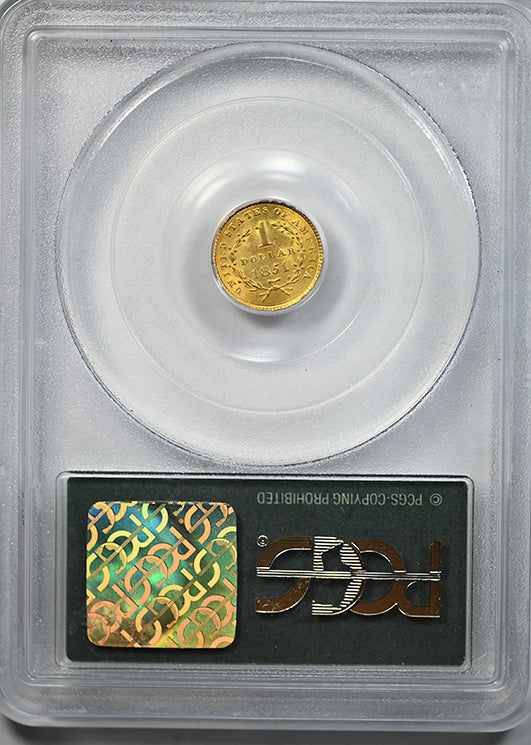 1851 Type 1 Liberty Head Gold Dollar G$1 PCGS MS63 OGH