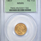 1907 Liberty Head Gold Quarter Eagle $2.50 PCGS MS65 OGH Obverse Slab