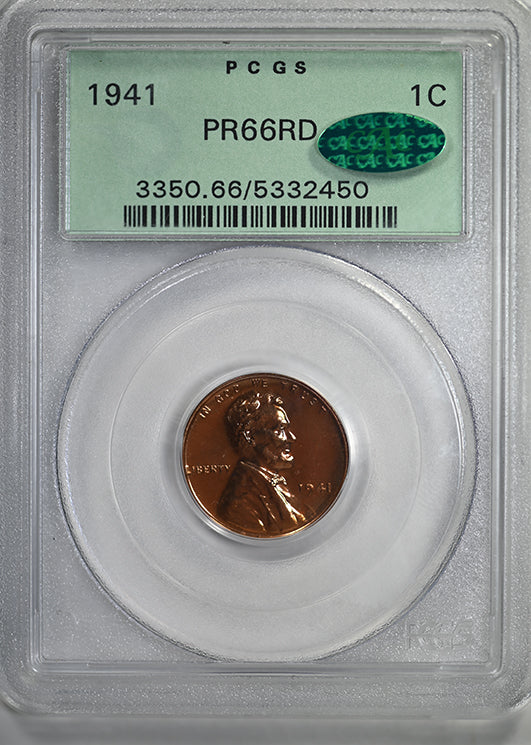 1941 Proof Lincoln Wheat Cent 1C PCGS PR66RD CAC OGH