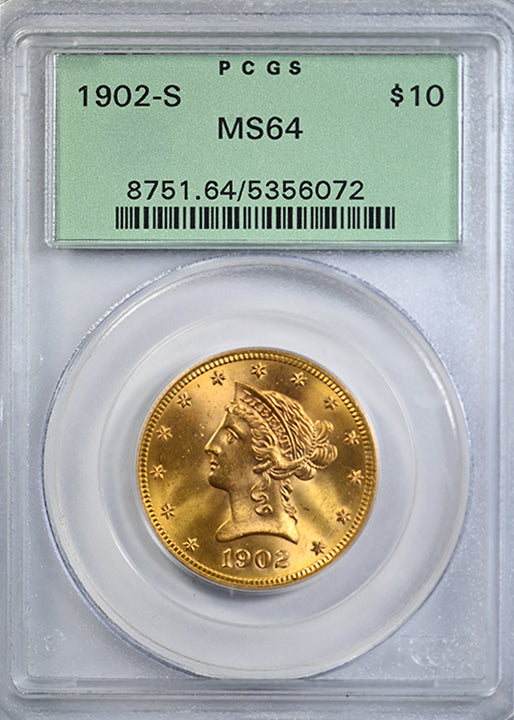 1902-S Liberty Head Gold Eagle $10 PCGS MS64 OGH Obverse Slab