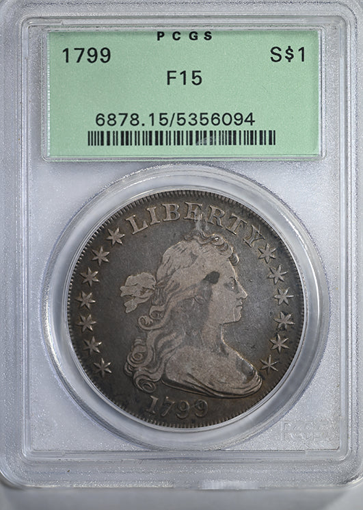 1799 Draped Bust Dollar $1 PCGS F15 OGH Obverse Slab