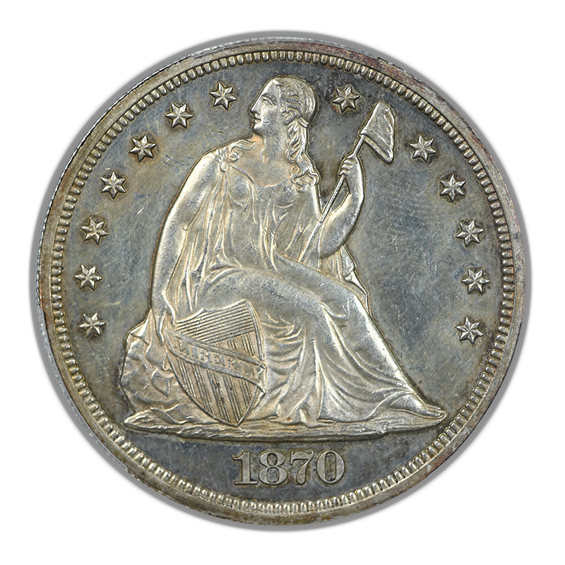 1870 Proof Liberty Seated Dollar $1 PCGS PR61