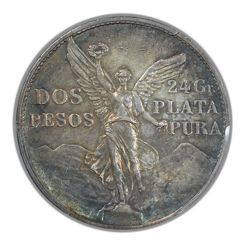 1921-Mo Mexico Silver Dos Pesos S2P PCGS AU53 - Centennial KM-462 - TONED!