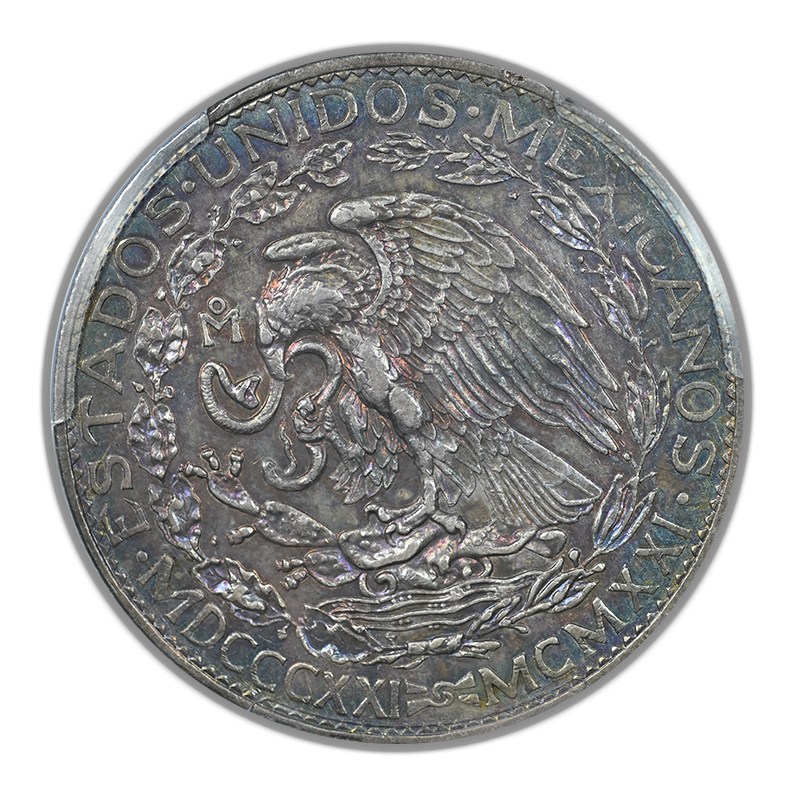 1921-Mo Mexico Silver Dos Pesos S2P PCGS AU53 - Centennial KM-462 - TONED!