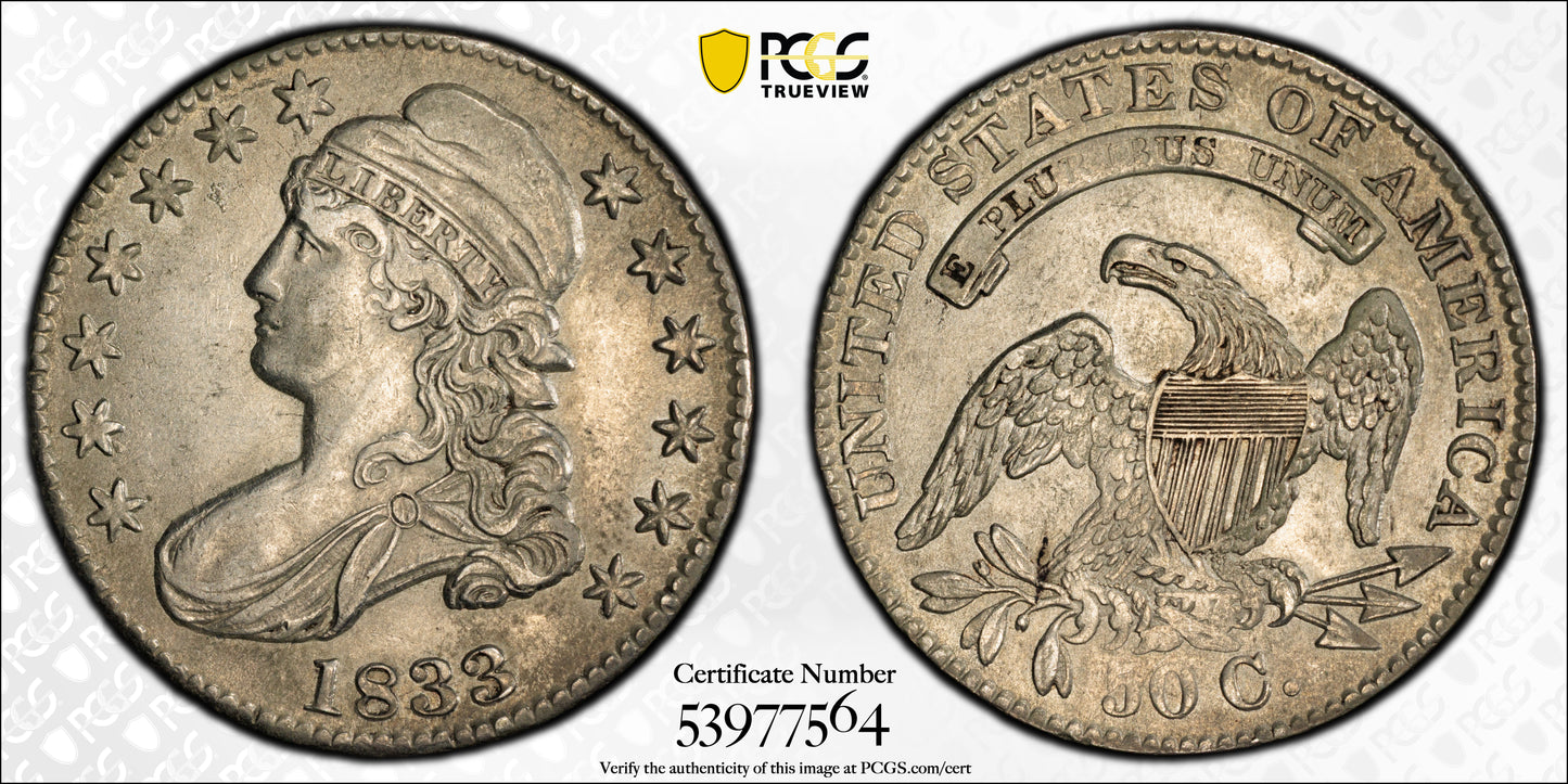 1833 Capped Bust Half Dollar 50C PCGS AU50