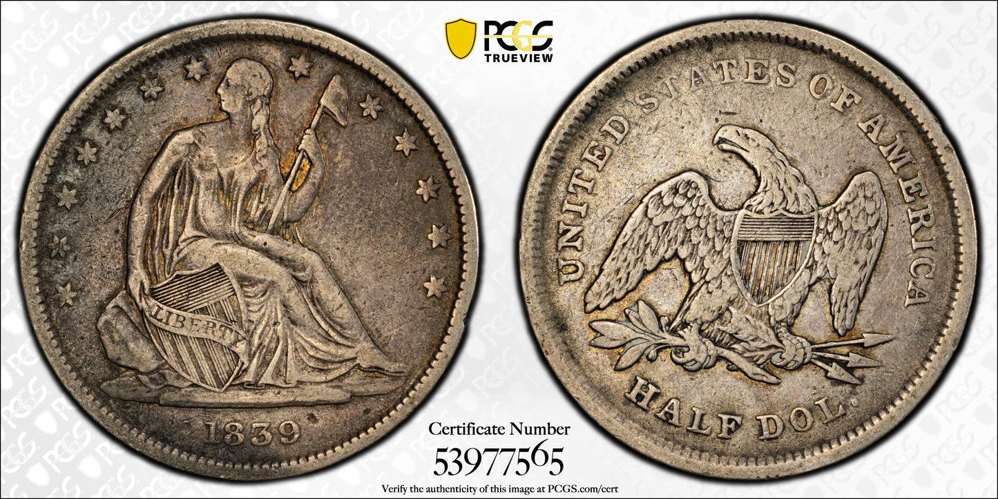 1839 Liberty Seated Half Dollar 50C PCGS VF30 - Drapery