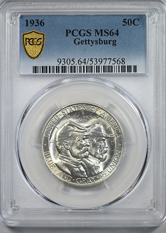 1936 Gettysburg Classic Commemorative Half Dollar 50C PCGS MS64