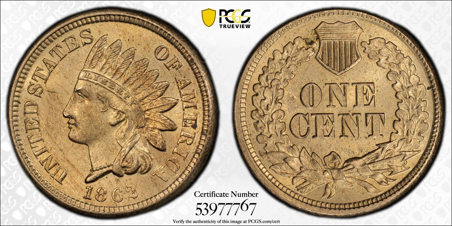 1862 Indian Head Cent 1C PCGS MS64 CAC