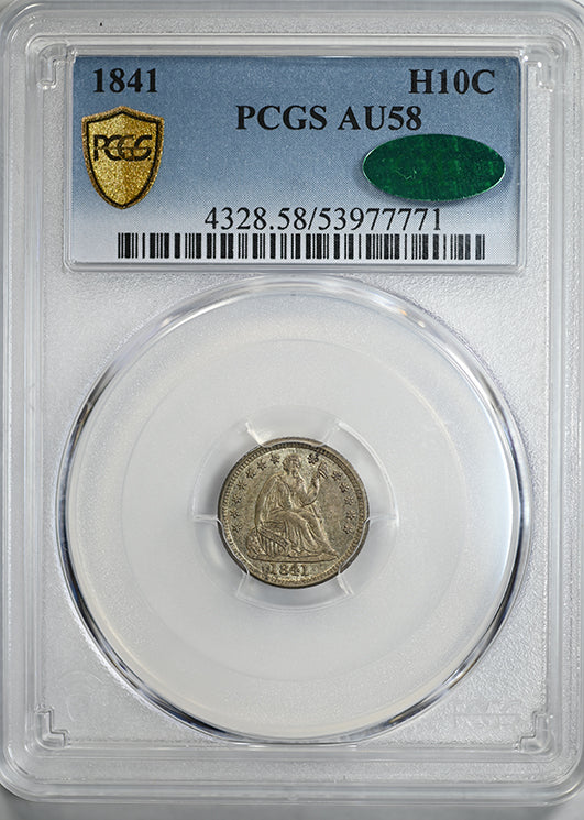 1841 Liberty Seated Half Dime H10C PCGS AU58 CAC