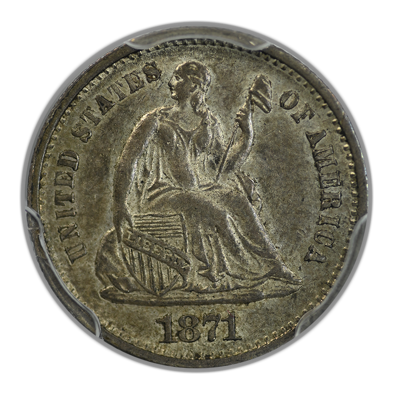 1871-S Liberty Seated Half Dime H10C PCGS AU58 CAC