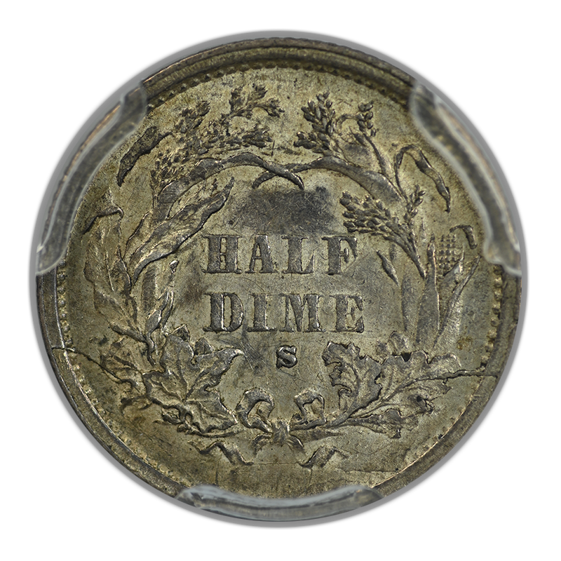 1871-S Liberty Seated Half Dime H10C PCGS AU58 CAC