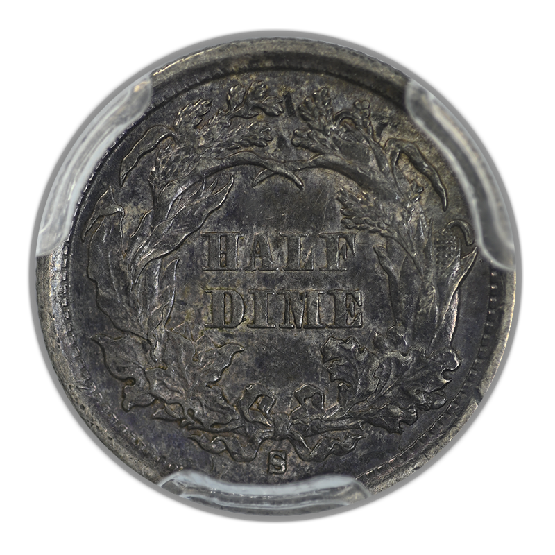 1872-S Liberty Seated Half Dime H10C PCGS AU55 CAC - Mintmark Below Bow