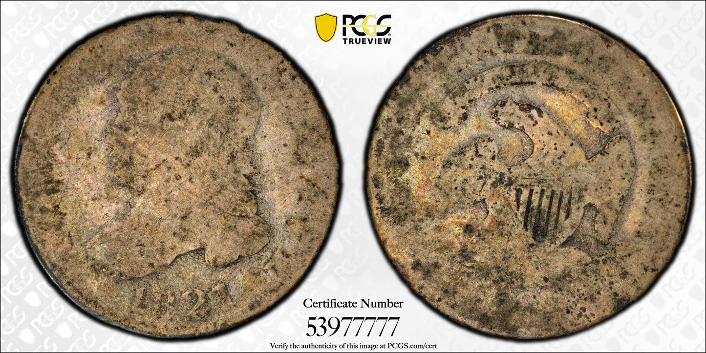 1821 Capped Bust Dime 10C PCGS PO01 CAC Large Date - Lowball