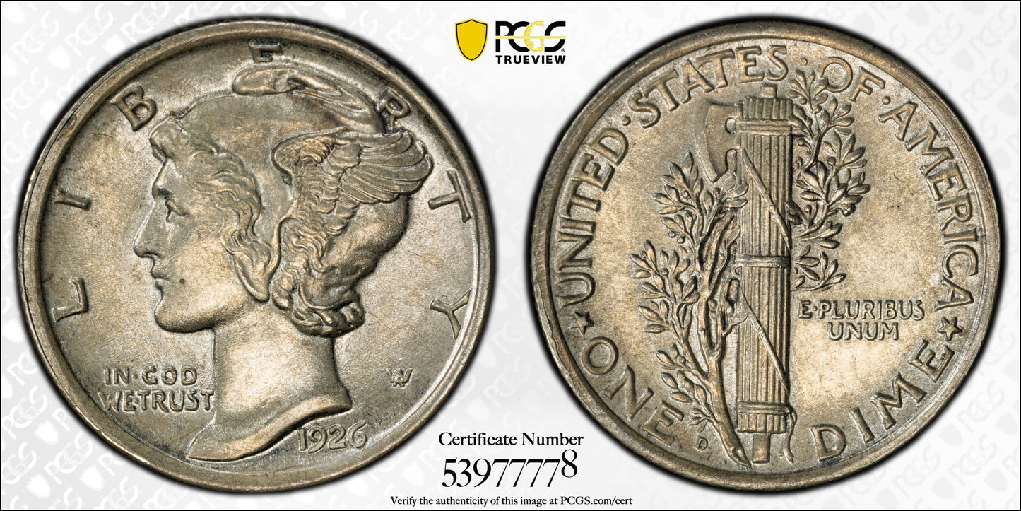 1926-D Mercury Dime 10C PCGS MS64FB - Full Bands