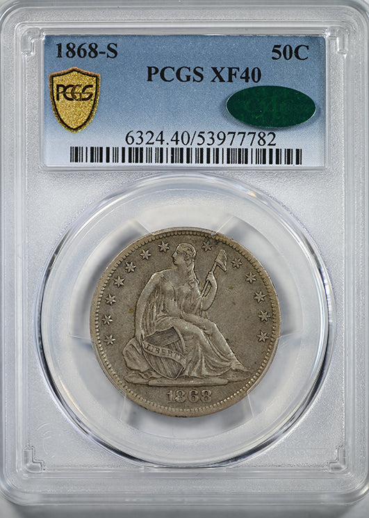 1868-S Liberty Seated Half Dollar 50C PCGS XF40 CAC