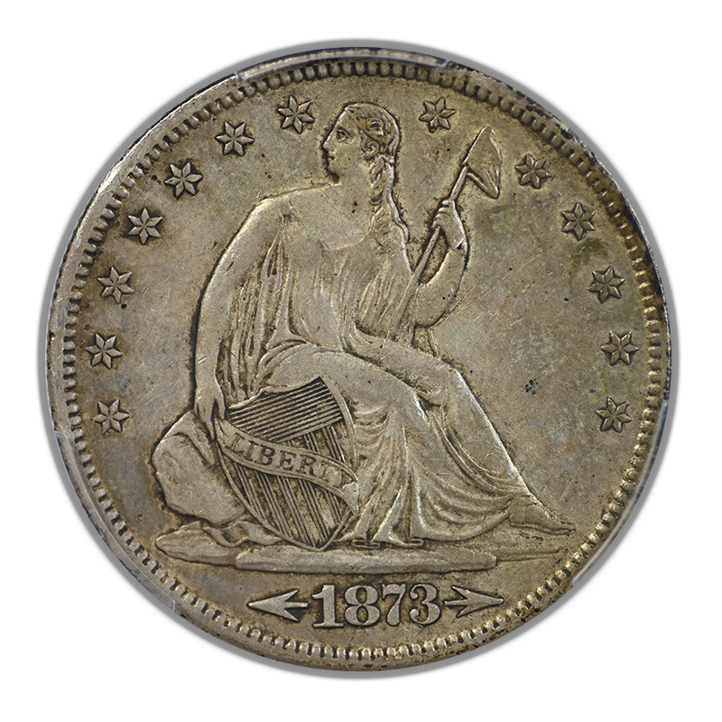 1873-S Liberty Seated Half Dollar 50C PCGS AU50 CAC - Arrows