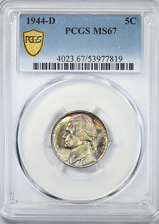 1944-D Jefferson War Nickel 5C PCGS MS67 - TONED!