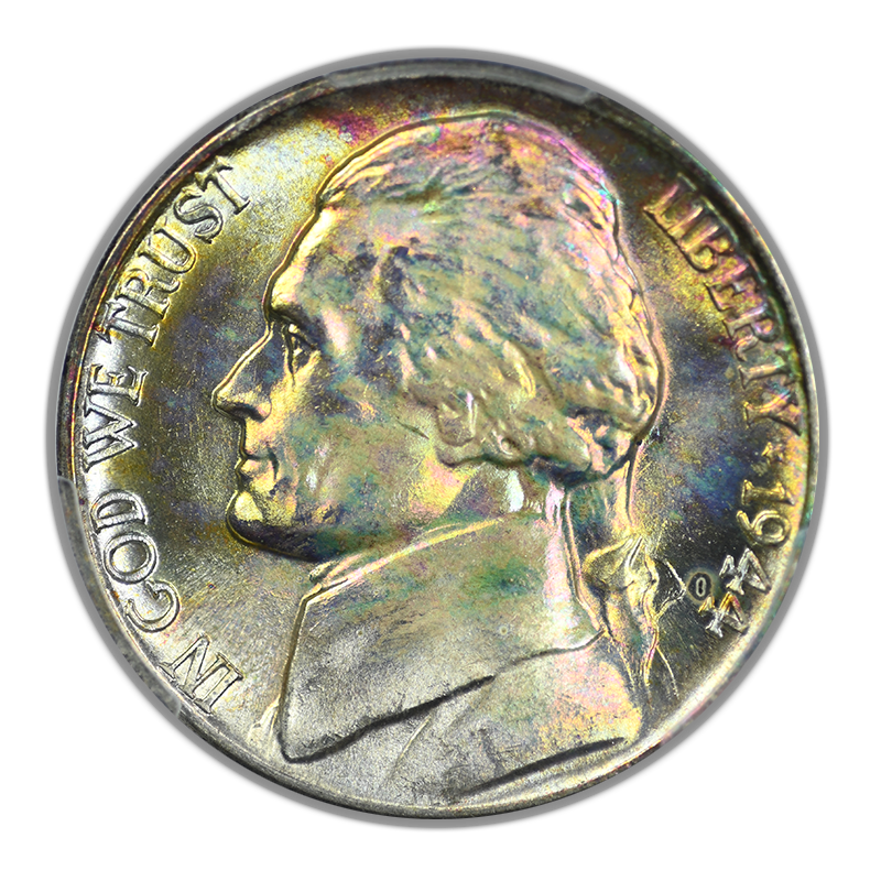 1944-D Jefferson War Nickel 5C PCGS MS67 - TONED!
