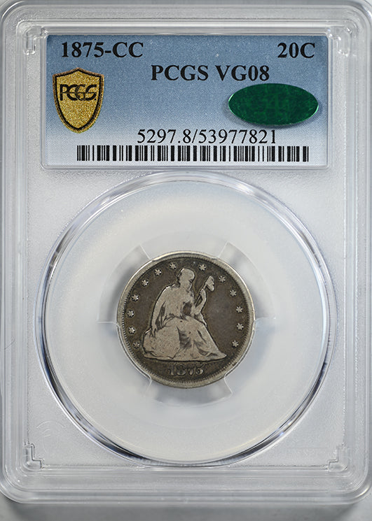 1875-CC Twenty Cent Piece 20C PCGS VG08 CAC
