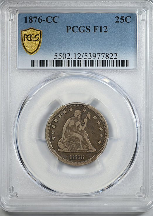 1876-CC Liberty Seated Quarter 25C PCGS F12