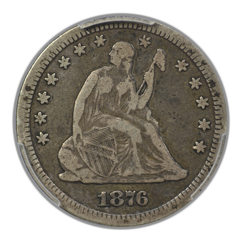 1876-CC Liberty Seated Quarter 25C PCGS F12