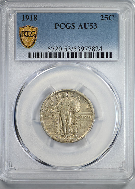 1918 Standing Liberty Quarter 25C PCGS AU53