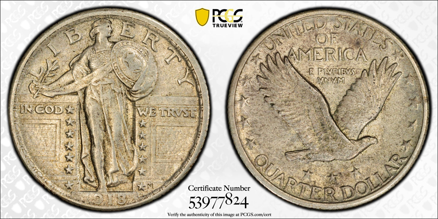 1918 Standing Liberty Quarter 25C PCGS AU53