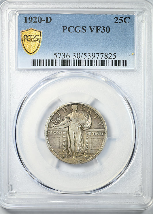 1920-D Standing Liberty Quarter 25C PCGS VF30