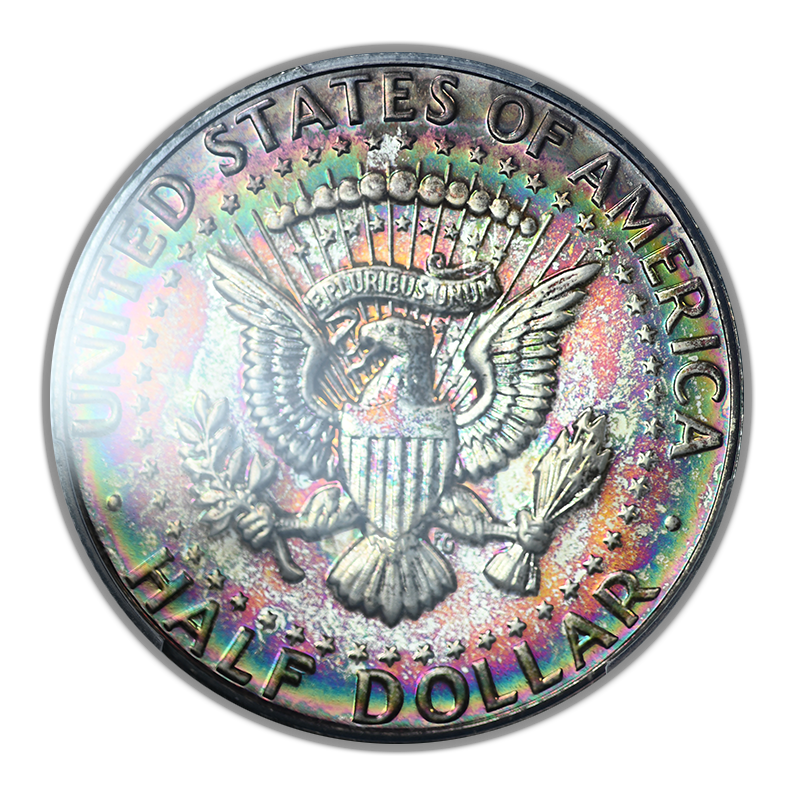 1969-S Proof Kennedy Half Dollar 50C PCGS PR67 - RAINBOW TONED!