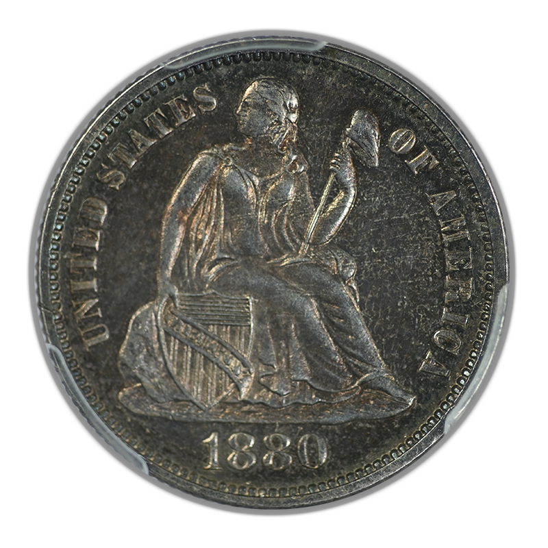 1880 Proof Liberty Seated Dime 10C PCGS PR64 - TONED!