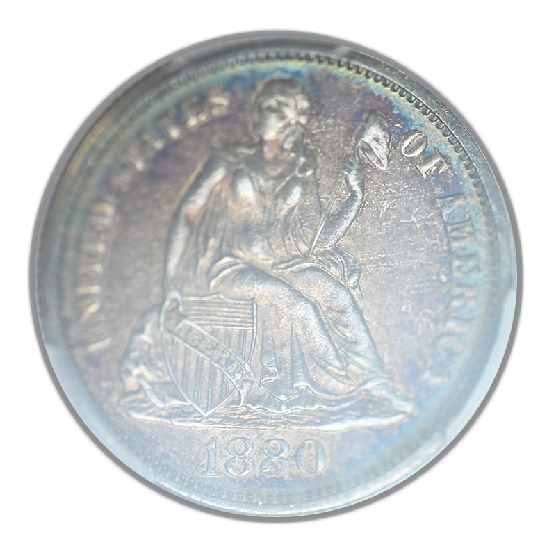 1880 Proof Liberty Seated Dime 10C PCGS PR64 - TONED!