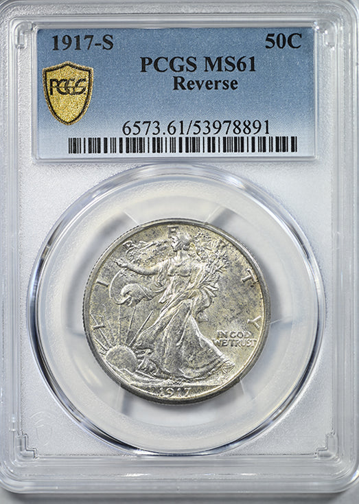 1917-S Walking Liberty Half Dollar 50C PCGS MS61 - Reverse