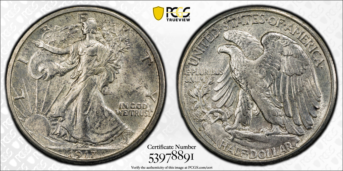 1917-S Walking Liberty Half Dollar 50C PCGS MS61 - Reverse