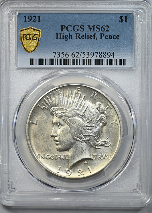 1921 Peace Dollar $1 PCGS MS62