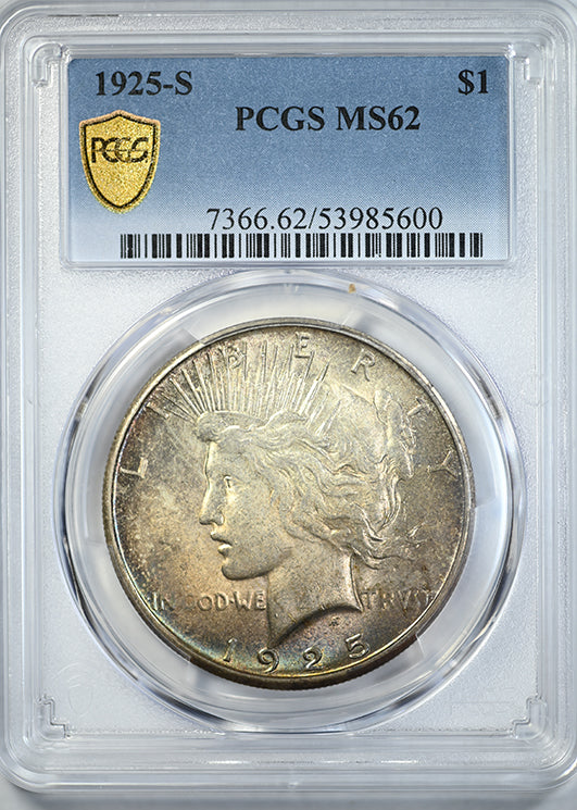 1925-S Peace Dollar $1 PCGS MS62 - TONED!