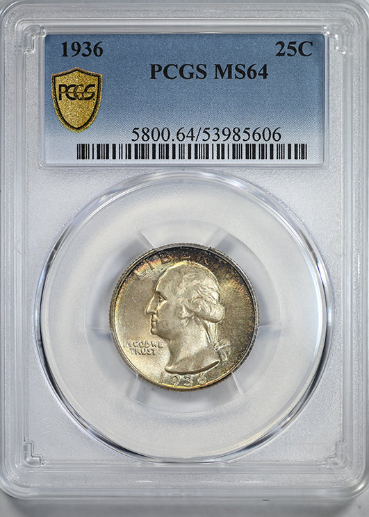 1936 Washington Quarter 25C PCGS MS64