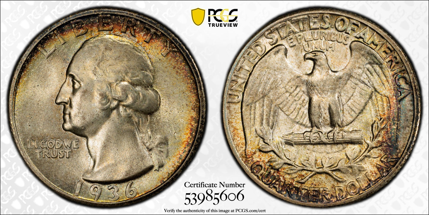 1936 Washington Quarter 25C PCGS MS64
