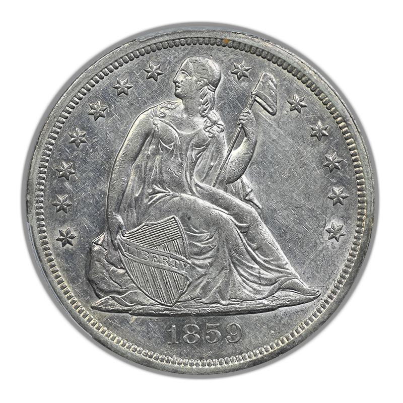 1859-O Liberty Seated Dollar $1 PCGS AU55
