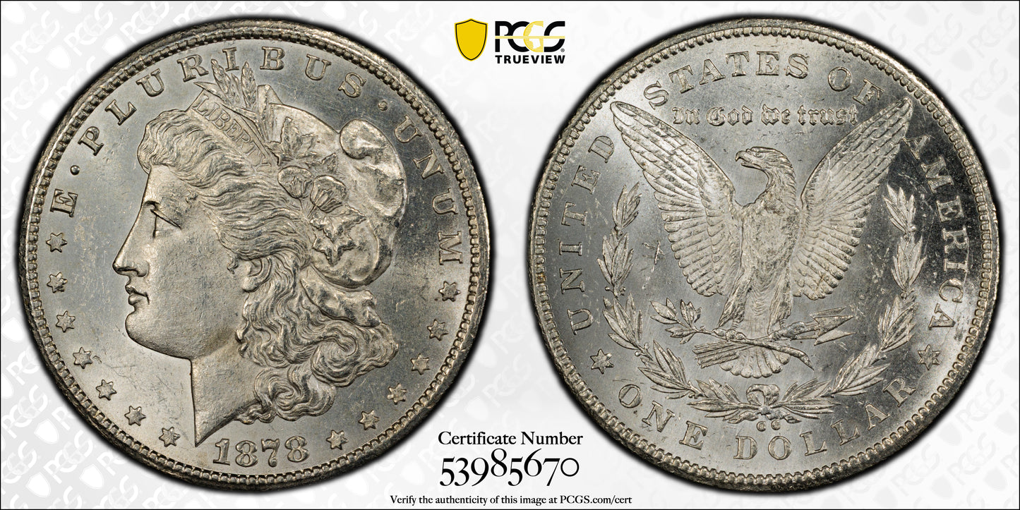 1878-CC Morgan Dollar $1 PCGS Genuine UNC Detail - TOP 100 VAM 6, Doubled Leaves